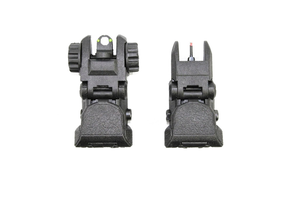 Polymer Front and Rear Flip Up Sights Picatinny Weaver Red Green Fiber Optic Dot
