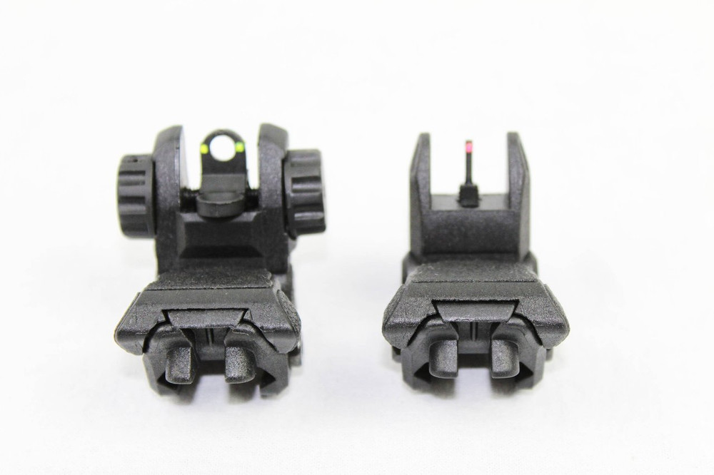 Polymer Front and Rear Flip Up Sights Picatinny Weaver Red Green Fiber Optic Dot