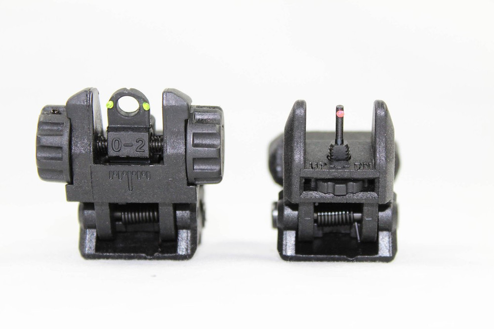 Polymer Front and Rear Flip Up Sights Picatinny Weaver Red Green Fiber Optic Dot