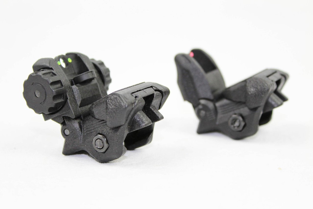 Polymer Front and Rear Flip Up Sights Picatinny Weaver Red Green Fiber