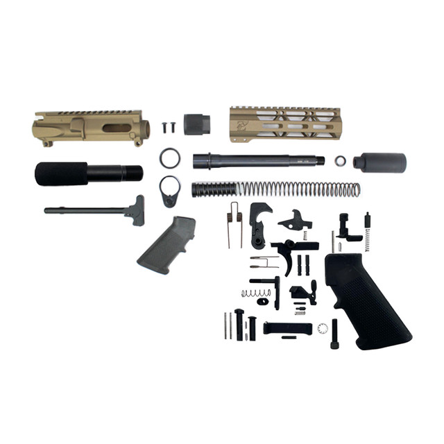 AR9 - ZAVIAR 9MM 'STINGER PDW SERIES' (BURNT BRONZE) BUILDER KIT / 7.5"-8.5" NITRIDE / 1:10 TWIST / 7" MLOK HANDGUARD