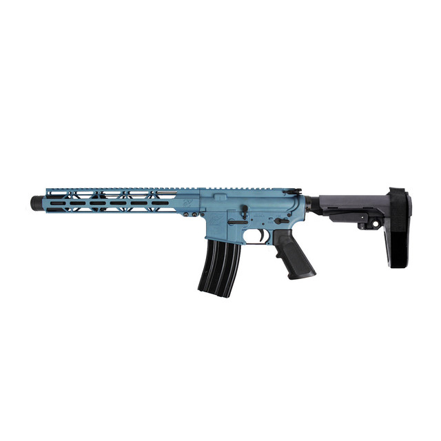 Zaviar Firearms 5.56 Nato 'Operator Series' 10.5" Nitride Complete Pistol / 1:7 Twist / SBA 3 Brace / 12"Mlok Handguard/ Titanium Blue (Z54904)