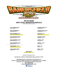 2019/2020 Dirt Oval Schedule 