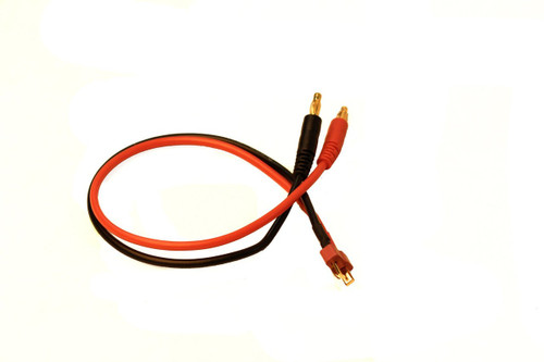RACERS EDGE - CHARGE ADAPTER: MALE DEANS (T-PLUG) TO MALE 4MM BULLETS-300MM WIRE