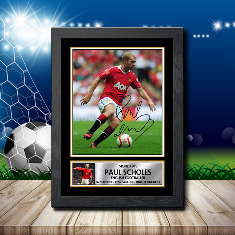 Paul Scholes 1 Signed Autographed Footballers Star Poster Print Framed Paul Scholes 1 Signed Autographed Footballers Star Poster Print Framed