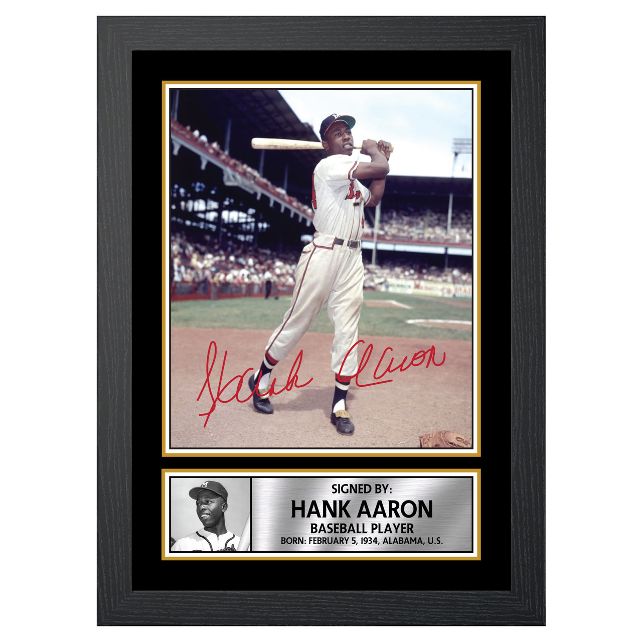 Autographed Hank Aaron Print, Print