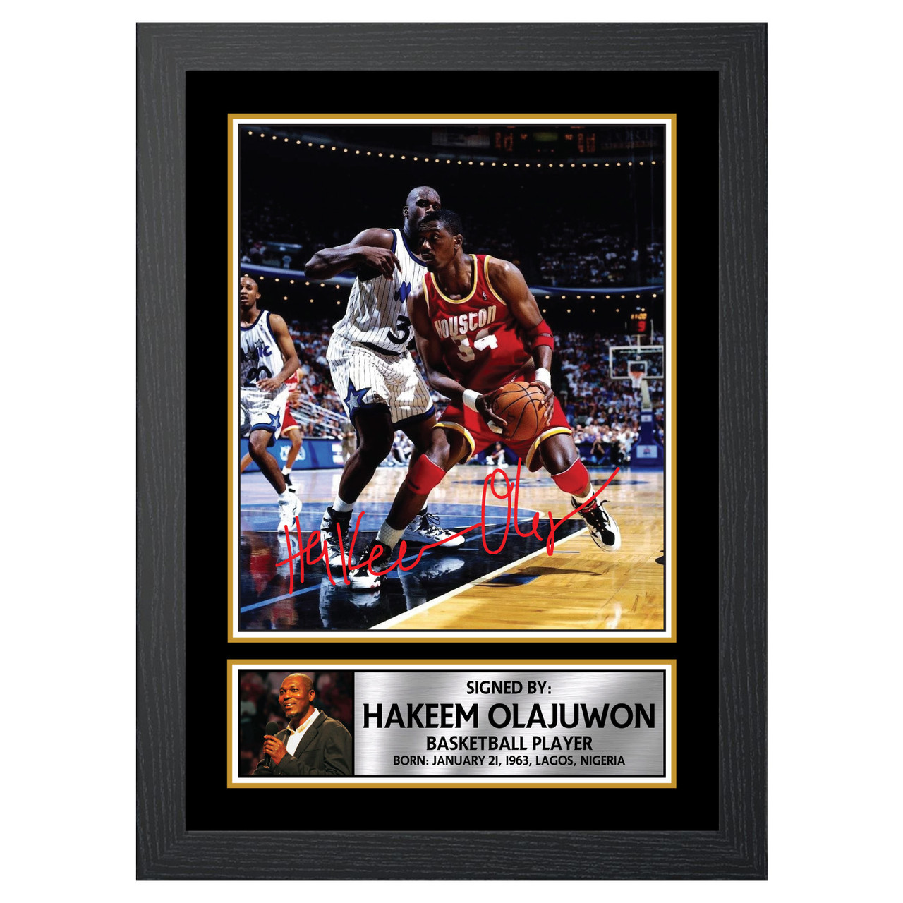hakeem olajuwon signed basketball