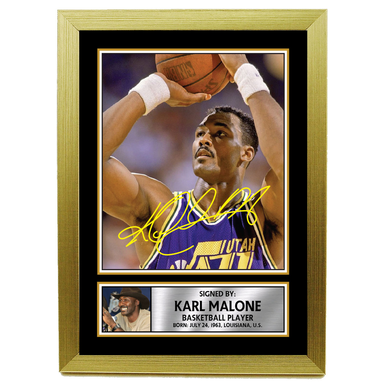 karl malone autographed basketball