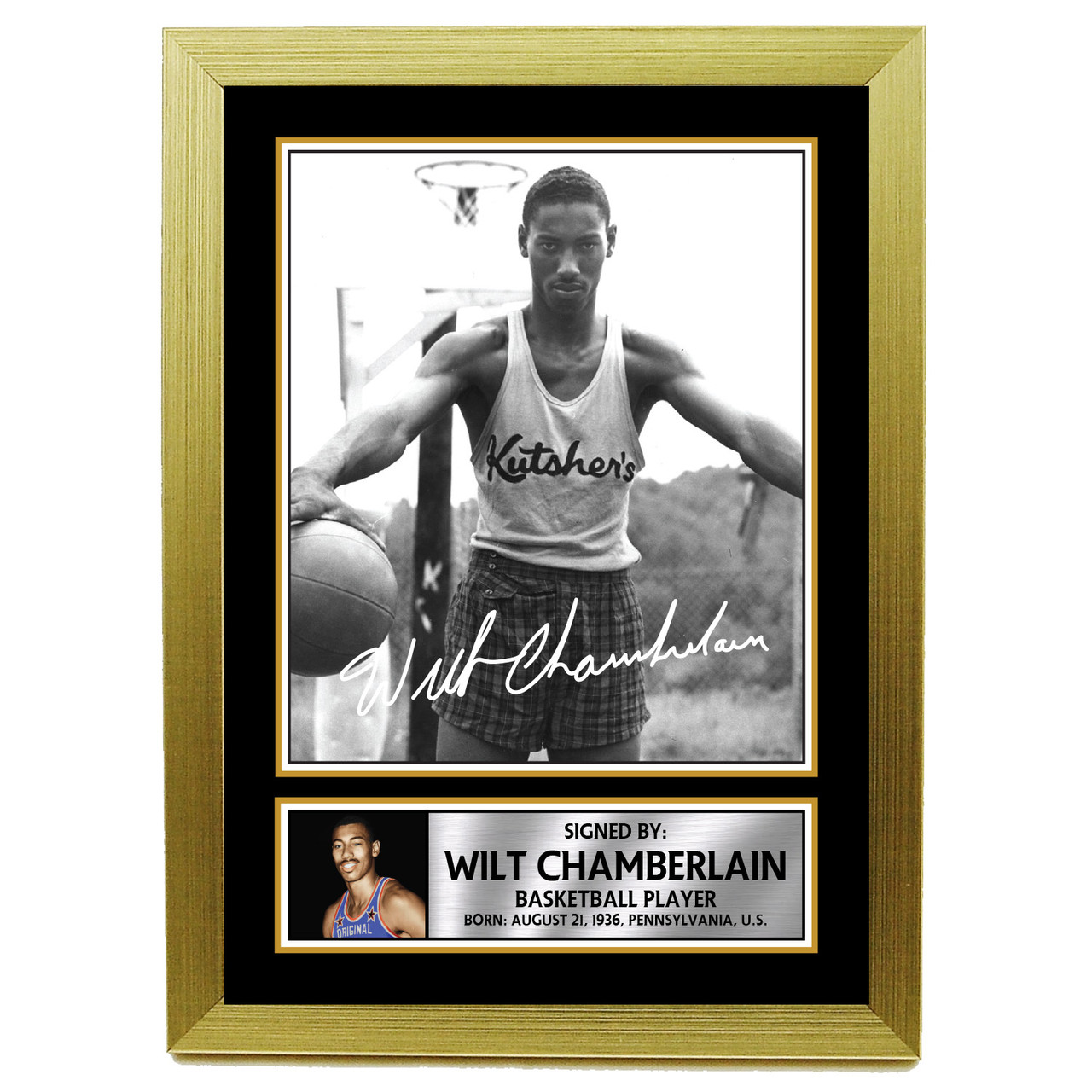 wilt chamberlain autographed basketball