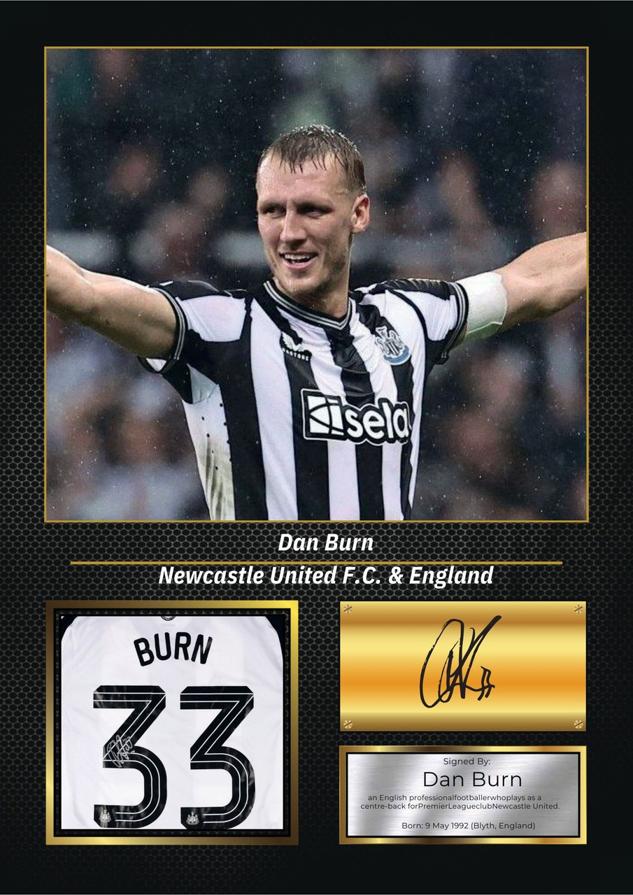 Dan Burn Signed Football Memorabilia – Framed Autograph Display