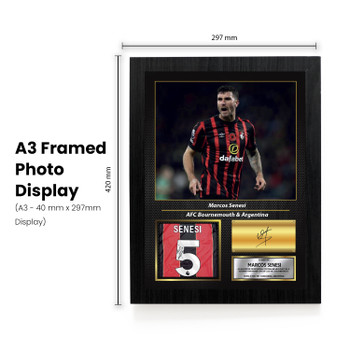 Marcos Senesi Signed Football Memorabilia – Framed Autograph Display with Bournemouth & Argentina Tribute – Collector’s Gift