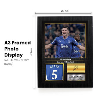 Michael Keane Signed Football Memorabilia – Framed Autograph Display with Everton & England Tribute – Collector’s Gift