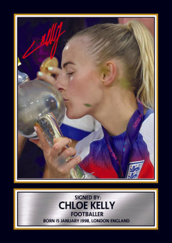 Chloe Kelly Printed Signed Poster Print – England Women’s Football Trophy Celebration Wall Art – Autograph Style Soccer Memorabilia Collectible