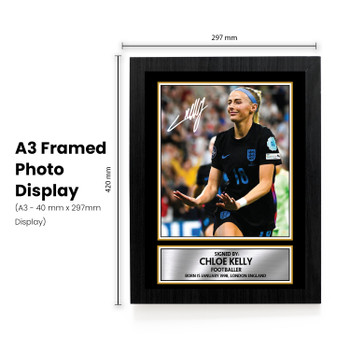 Chloe Kelly Printed Signed Poster Print – England Women’s Football Action Portrait Wall Art – Autograph Style Soccer Memorabilia Collectible