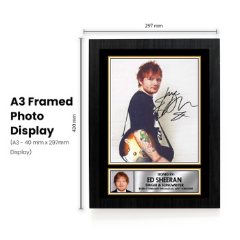 Ed Sheeran Portrait Printed Signed Poster Print – Autograph Style Singer Wall Art – Pop Music Memorabilia Collectible Photo