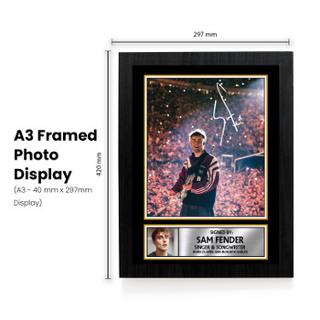 Sam Fender Printed Signed Poster Print – Live Arena Concert Portrait Wall Art – Indie Rock Guitar Performance Music Memorabilia Gift