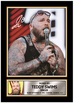 Teddy Swims Printed Signed Poster Print – Live Concert Portrait Wall Art – Soul & R&B Singer Music Memorabilia Gift for Fans