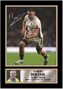 Ben Earl England Rugby Printed Autograph Poster – Signed Style Wall Art Print – England Rugby Union Star Gift – Sports Fan Decor