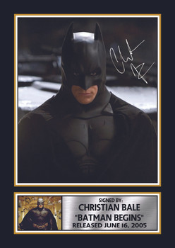 Christian Bale Batman Begins Printed Autograph Poster – Batman Movie Wall Art Print – DC Superhero Film Memorabilia Collectible for Fans