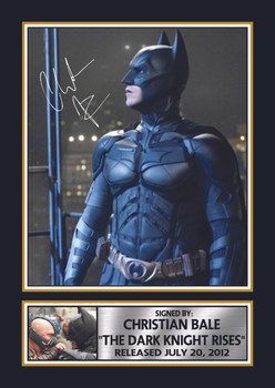 Christian Bale The Dark Knight Rises Batman Printed Autograph Poster – DC Superhero Movie Wall Art – Dark Knight Trilogy Collectible Film Memorabilia