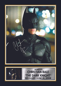 Christian Bale The Dark Knight Batman Printed Autograph Poster – DC Superhero Movie Wall Art – Dark Knight Trilogy Film Memorabilia Collectible Print