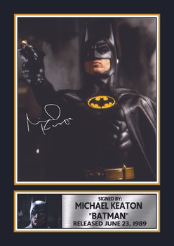 Michael Keaton Batman 1989 Printed Autograph Poster – Classic Batman Movie Wall Art – DC Superhero Film Memorabilia Collectible Print for Fans