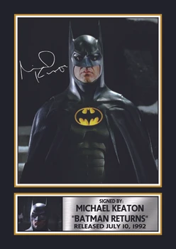 Michael Keaton Batman Returns Printed Autograph Poster – Classic Batman Movie Wall Art – DC Superhero Film Memorabilia Collectible Print
