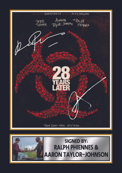 28 Years Later Printed Signed Poster Print – Horror Movie Wall Art Featuring Ralph Fiennes & Aaron Taylor-Johnson – Collectible for Fans & Memorabilia Enthusiasts