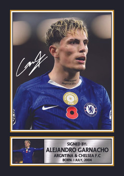 Alejandro Garnacho Chelsea Printed Autograph Poster – Argentina Football Star Wall Art – Soccer Memorabilia Gift for Fans