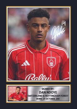 Dan Ndoye Nottingham Forest Printed Autograph Poster – Switzerland Football Star Wall Art – Soccer Memorabilia Gift for Fans
