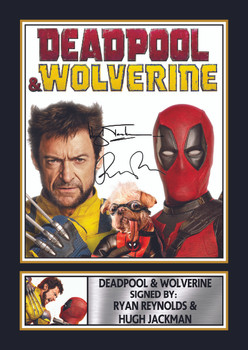 Deadpool & Wolverine Printed Autograph Poster – Ryan Reynolds & Hugh Jackman Marvel Movie Wall Art – Superhero Film Memorabilia Print