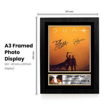 Dune Part Two Printed Autograph Poster – Timothée Chalamet & Zendaya Movie Wall Art – Sci-Fi Film Collectible Poster Print