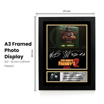 Five Nights at Freddy’s 2 Printed Autograph Poster – Matthew Lillard, Josh Hutcherson & Elizabeth Lail Horror Movie Wall Art – FNAF Film Memorabilia Poster Print