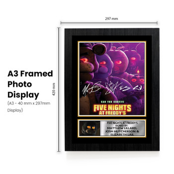 Five Nights at Freddy’s Printed Autograph Poster – Matthew Lillard, Josh Hutcherson & Elizabeth Lail Horror Movie Wall Art – FNAF Film Memorabilia Poster Print