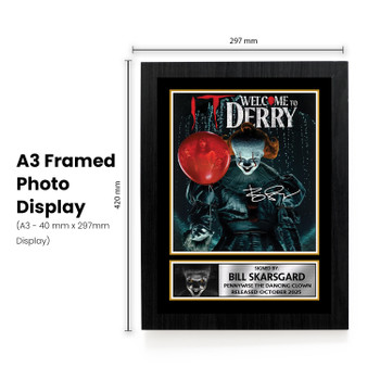 IT Welcome to Derry Printed Autograph Poster – Bill Skarsgård Pennywise Horror Wall Art – Stephen King Movie & TV Memorabilia Poster Print