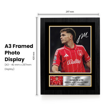 James McAtee Printed Autograph Poster – England & Nottingham Forest Football Star Wall Art – Soccer Player Memorabilia Poster Print