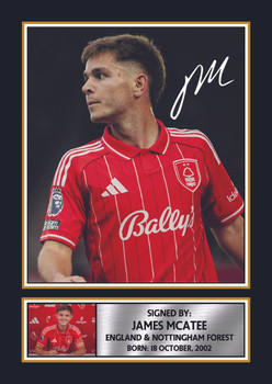James McAtee Printed Autograph Poster – England & Nottingham Forest Football Star Wall Art – Soccer Player Memorabilia Poster Print
