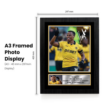 Jhon Arias Printed Autograph Poster – Wolverhampton Wanderers & Colombia Football Star Wall Art – Soccer Player Memorabilia Poster Print