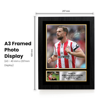Jordan Henderson Printed Autograph Poster – England & Brentford Football Star Wall Art – Soccer Player Memorabilia Poster Print