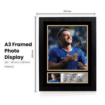 Liam Delap Printed Autograph Poster – England & Chelsea F.C. Football Star Wall Art – Soccer Player Memorabilia Poster Print