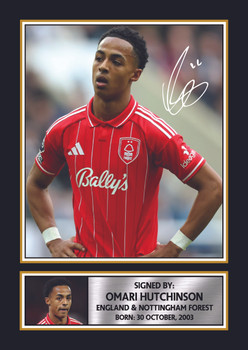Omari Hutchinson Printed Autograph Poster – England & Nottingham Forest Football Star Wall Art – Soccer Player Memorabilia Poster Print