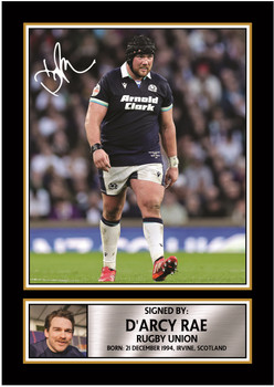 D’Arcy Rae Printed Autograph Poster – Scotland Rugby Union Star Wall Art – Rugby Player Memorabilia Poster Print