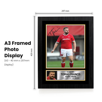 Tomas Francis Wales Rugby Poster – Printed Autograph Wall Art – Wales Rugby Union Player Memorabilia Poster for Fans