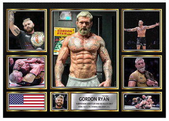 Gordon Ryan “The King” Poster – Printed Autograph MMA & BJJ Wall Art – Submission Wrestling Champion Collage – UFC & Grappling Fan Gift Decor