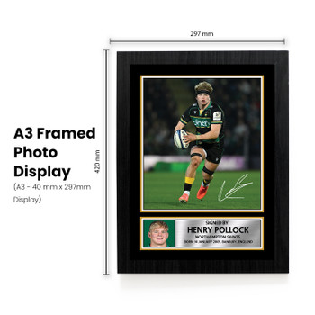 Henry Pollock Northampton Saints Poster – Printed Autograph Rugby Wall Art – England Rugby Rising Star Print – Saints Fan Gift Sports Decor