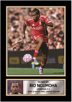 Rio Ngumoha Liverpool FC Poster – Printed Autograph Football Wall Art – Young Star Soccer Print – Liverpool Fan Gift Sports Decor