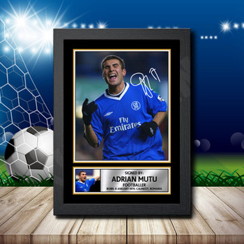 Adrian Mutu Signed Autographed Footballers Star Poster Print Framed Merch Gift