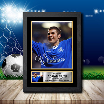 Adrian Mutu 2 Signed Autographed Footballers Star Poster Print Framed Merch Gift