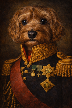Custom Admiral Pet Portrait – Royal Military Pet Painting Poster – Personalized Dog Portrait in Admiral Uniform Wall Art Gift