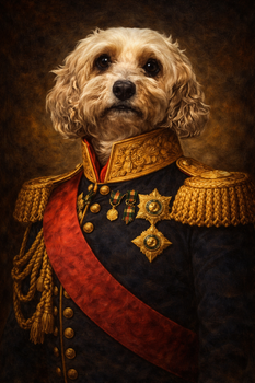Custom Royal Admiral Pet Portrait – Personalized Dog Portrait in Military Uniform – Funny Royal Pet Painting Wall Art Gift
